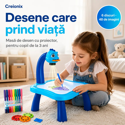 Masuță de Desenat cu Proiector pentru Copii - Creionix