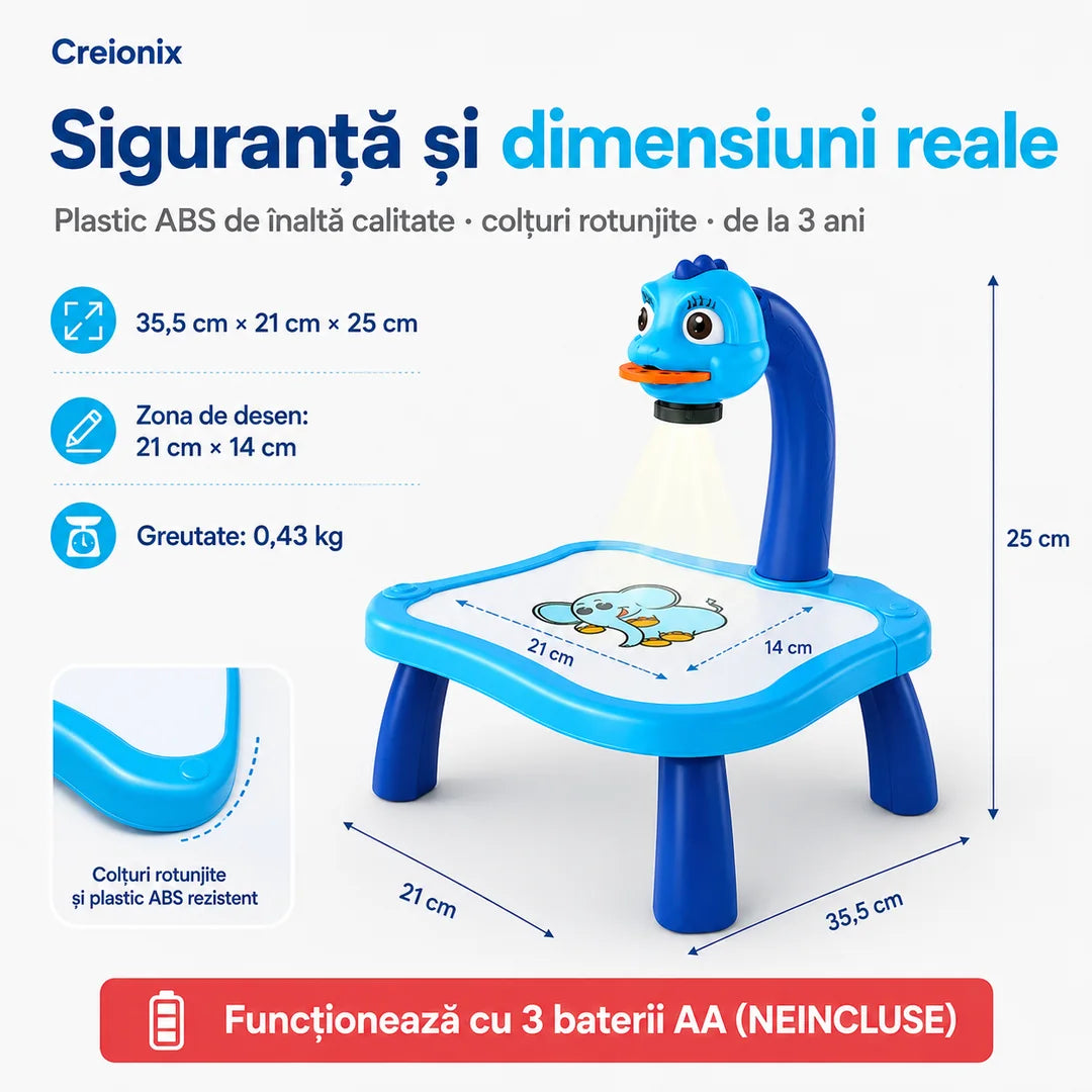 Masuță de Desenat cu Proiector pentru Copii - Creionix
