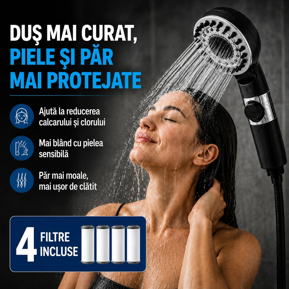 Cap de Duș cu Filtru Anticalcar HidroSpa Max + 4 Filtre Incluse